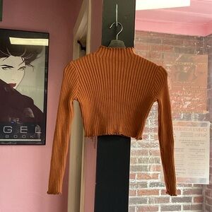 SHEIN Rust Cropped Knit Sweater